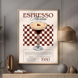 Espresso Martini Art Print Cocktail Poster Bar Cart Decor vintage signature drink sign trendy wall art minimalist retro digital Poster
