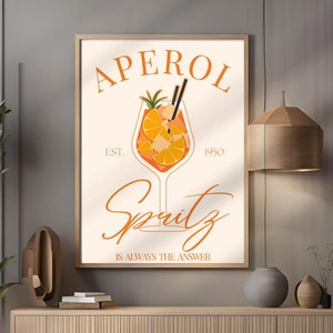 Aperol Spritz Art Print Cocktail Poster Car Cart Decor vintage signature drink sign trendy wall art minimalist retro Aperol digital Poster
