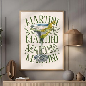 Dirty Martini Art Print Cocktail Poster bar Cart Decor vintage signature drink sign trendy wall art minimalist retro Martini digital Poster