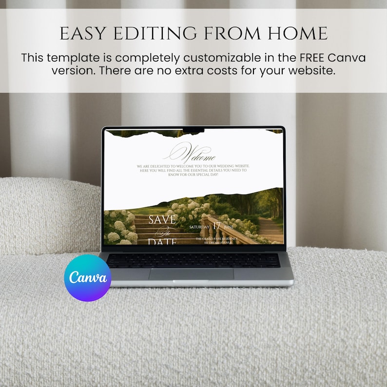 Luxury Wedding Website Template Editable Custom RSVP Countdown Google Maps Greenery Italian Villa Elegant Countryside Invite digital diy W09 image 4