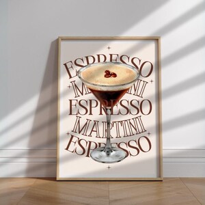 Espresso Martini Art Print Cocktail Poster Car Cart Decor vintage signature drink sign trendy wall art minimalist retro digital poster