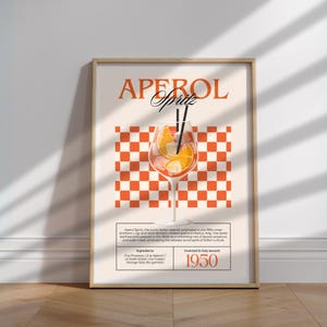 Aperol Spritz Art Print Cocktail Poster bar Cart Decor vintage signature drink sign trendy wall art minimalist retro Aperol digital poster