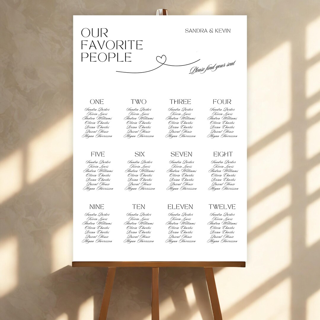 Wedding Seating Plan Template Editable Canva Printable Table Plan Cards ...