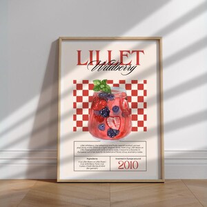 Wildberry Lillet Art Print Cocktail Poster Car Cart Decor vintage signature drink sign trend wall art minimalist retro Lillet digital Poster