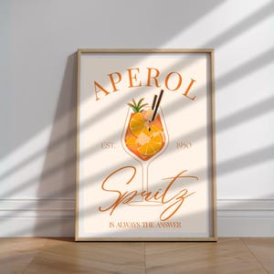 Aperol Spritz Art Print Cocktail Poster Bar Cart Decor vintage signature drink sign trendy wall art minimalist retro Aperol digital Poster