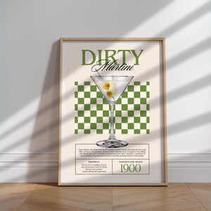 Dirty Martini Art Print Cocktail Poster Car Cart Decor vintage signature drink sign trendy wall art minimalist retro Martini digital Poster