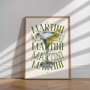 Dirty Martini Art Print Cocktail Poster Car Cart Decor vintage signature drink sign trendy wall art minimalist retro Martini digital poster