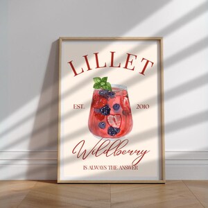 Wildberry Lillet Art Print Cocktail Poster Car Cart Decor vintage signature drink sign trend wall art minimalist retro Lillet digital Poster