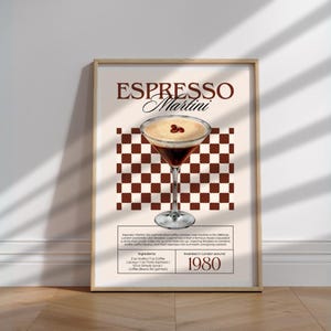 Espresso Martini Art Print Cocktail Poster Bar Cart Decor vintage signature drink sign trendy wall art minimalist retro digital poster