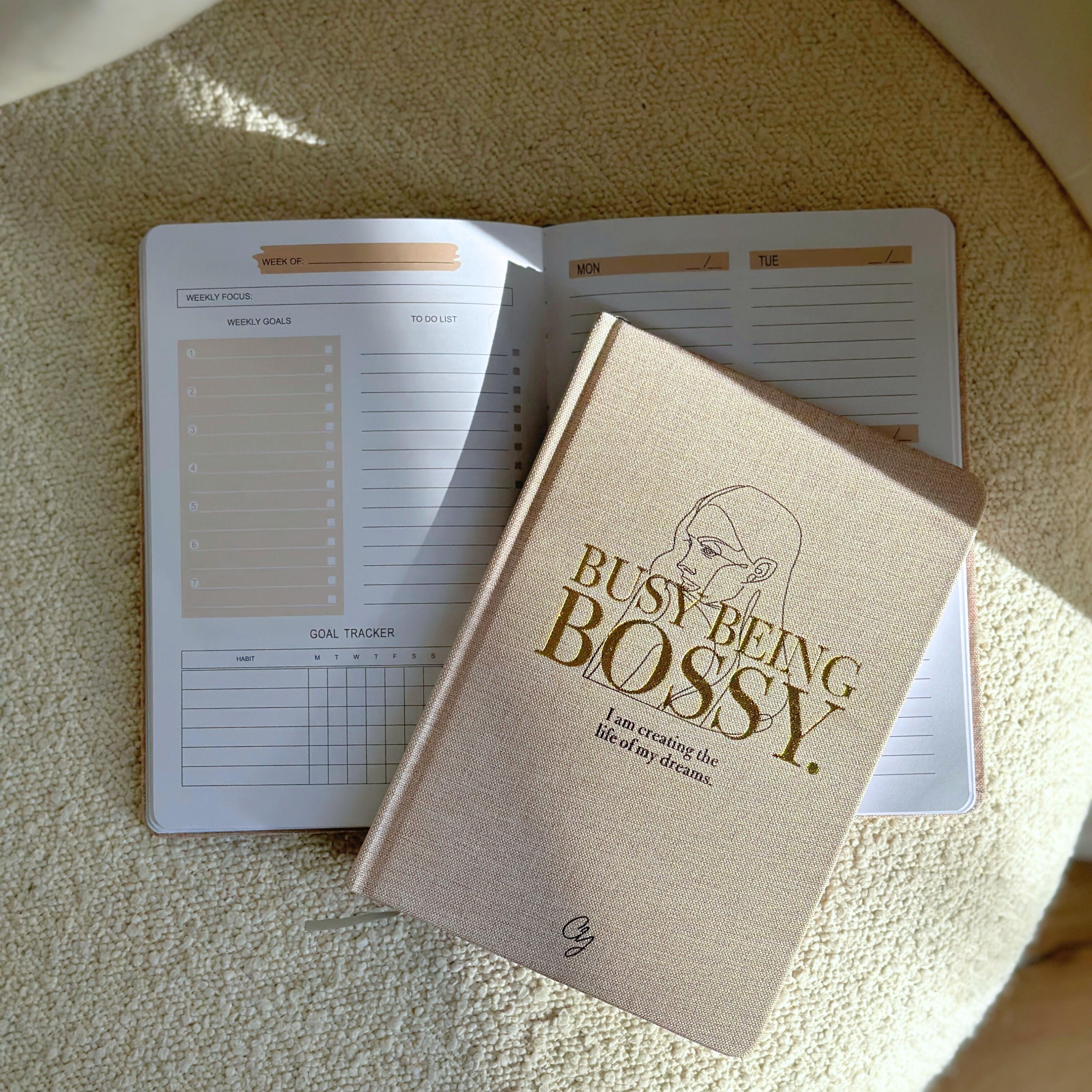 Weekly planner 2025 undated minimal aesthetic linen gold monthly yearly goal setting habit tracker to do list that girl bestie gift student