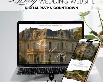 Luxury Wedding Website Template Editable Custom RSVP Countdown Google Maps Greenery Italian Villa Elegant Countryside Invite digital diy W09