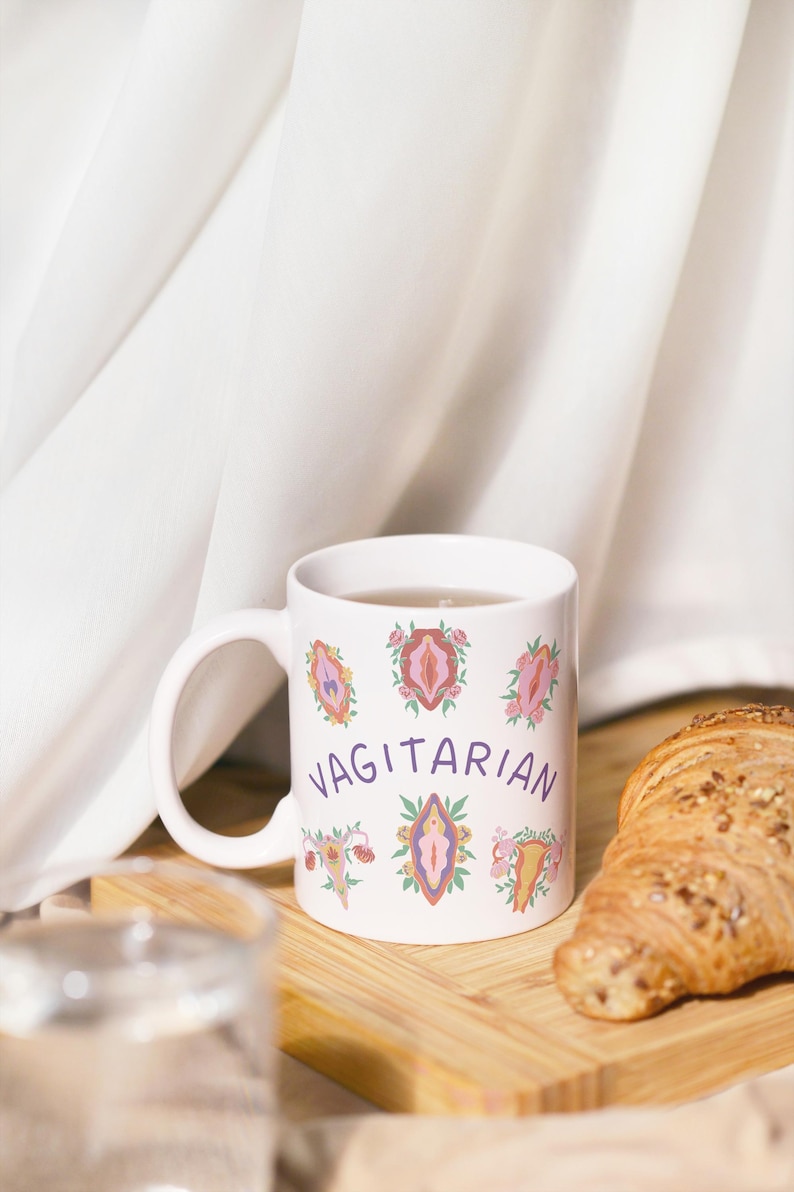 Vagitarian funny Mug Lesbian Gifts Gay coffee LGBT Best Friend Girlfriend sarcasm feminism office unhinged flower Pride Coffee Mug feminist image 2