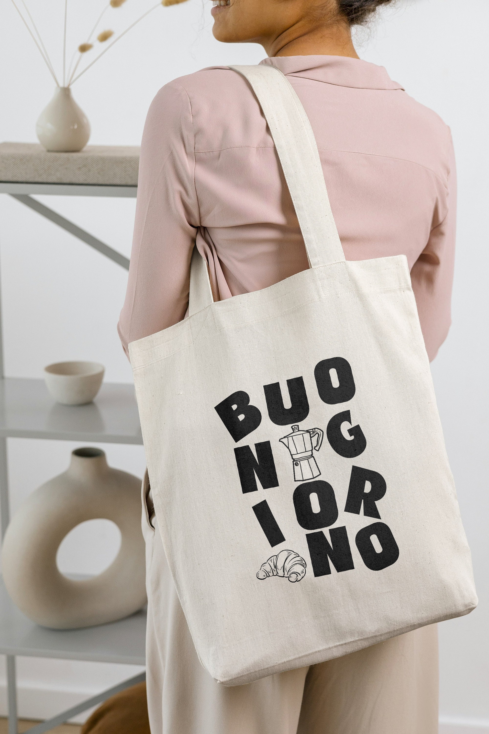 Buongiorno coffee croissants lover Italian tote bag Italy shit coffee lover gift sustainable bag Y2K aesthetic wellness girl breakfast 90s