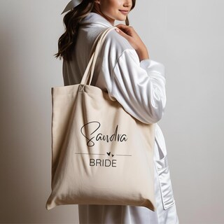 MakeThisMine Borsa Tote Personalizzata Per Damigella D'Onore In Tela Di Cotone - 41x37 Cm, Stampa A Sublimazione