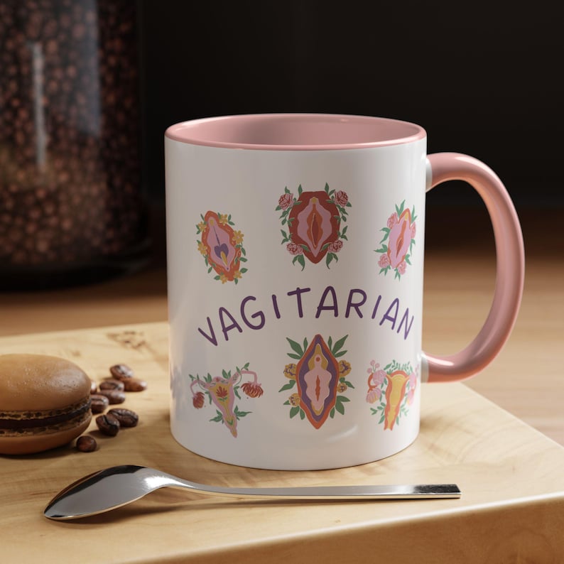 Vagitarian funny Mug Lesbian Gifts Gay coffee LGBT Best Friend Girlfriend sarcasm feminism office unhinged flower Pride Coffee Mug feminist 11oz Soft Pink