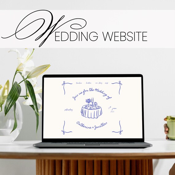 Hand drawn whimsical wedding website template Canva editable RSVP countdown Google Maps colorful doodle customizable artsy Invitation W07