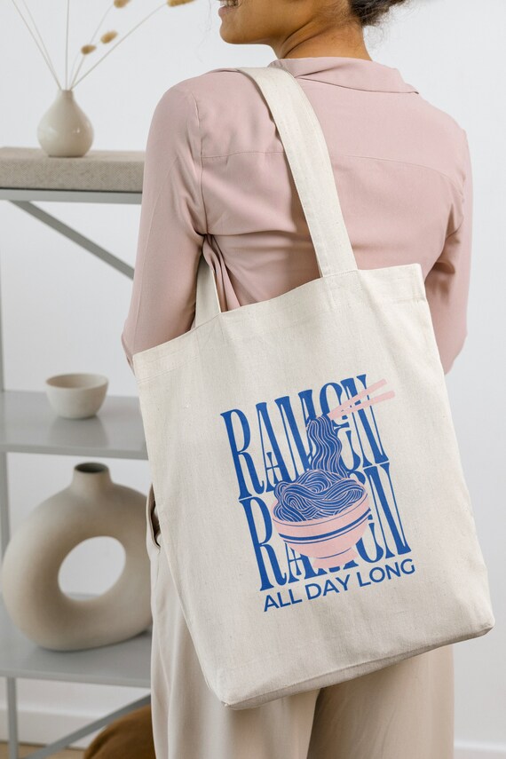 Ramen tutto il giorno borsa tote Noodle retrò amante del cibo