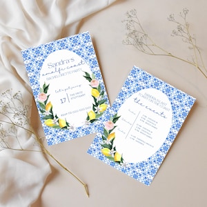Plantilla personalizada de itinerario de despedida de soltera en la costa de Amalfi (Canva), playa, The Bach Club, invitación de fin de semana, costa mediterránea, limón, Italia, boda