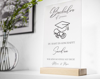 Graduation gift acrylic sign personalized bachelor master doctorate gift with name subject master of science art graduation diploma