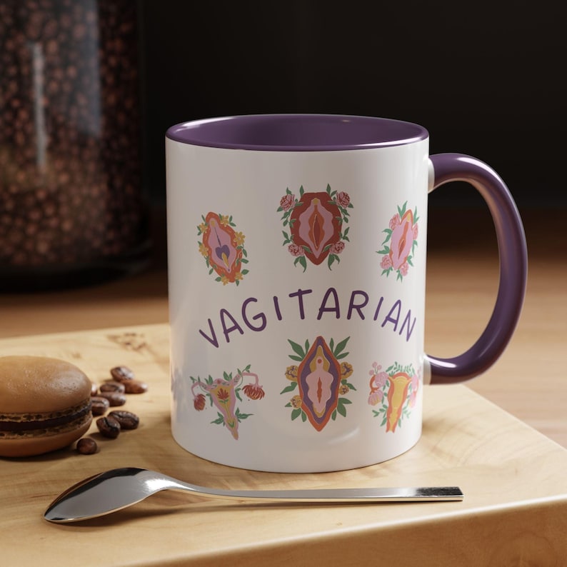 Vagitarian funny Mug Lesbian Gifts Gay coffee LGBT Best Friend Girlfriend sarcasm feminism office unhinged flower Pride Coffee Mug feminist image 1