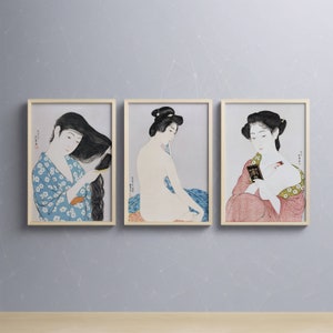 Japanese Woman Ukiyo-e Print Set: Goyō Hashiguchi Woodblock Art (Digital Download)