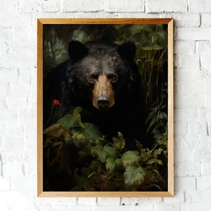 Black Bear Painting: Dark Wildlife Art Print (Digital Download)