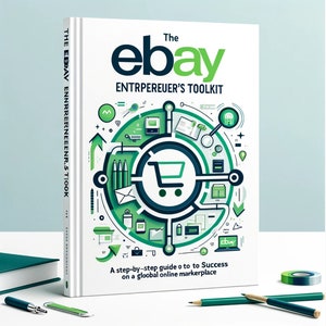 May include: A hardcover book titled "The eBay Entrepreneur's Toolkit" with a white cover and green and blue text. The cover features a graphic of a shopping cart and other e-commerce icons. The book is a guide to success on a global online marketplace.