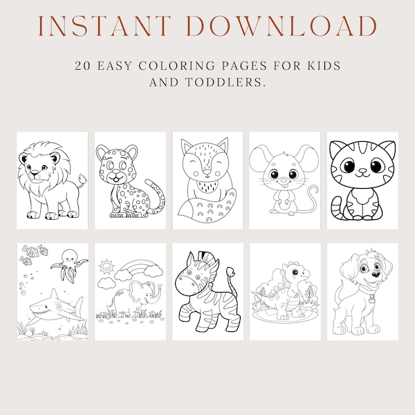 20 Easy Coloring Pages For Kids, Toddlers, Preschoolers Toddlers Coloring Book Simple Coloring Pages Homeschool Printable, Kindergarten