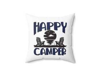 Camo Camping Spun Polyester Square Pillow - ONE SIDE PRINT