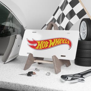 Custom Vanity Plate Tag With Hot Wheels On White