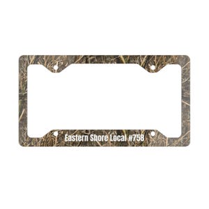 Camo Metal License Tag Plate Frame In Shadow Grass Habitat