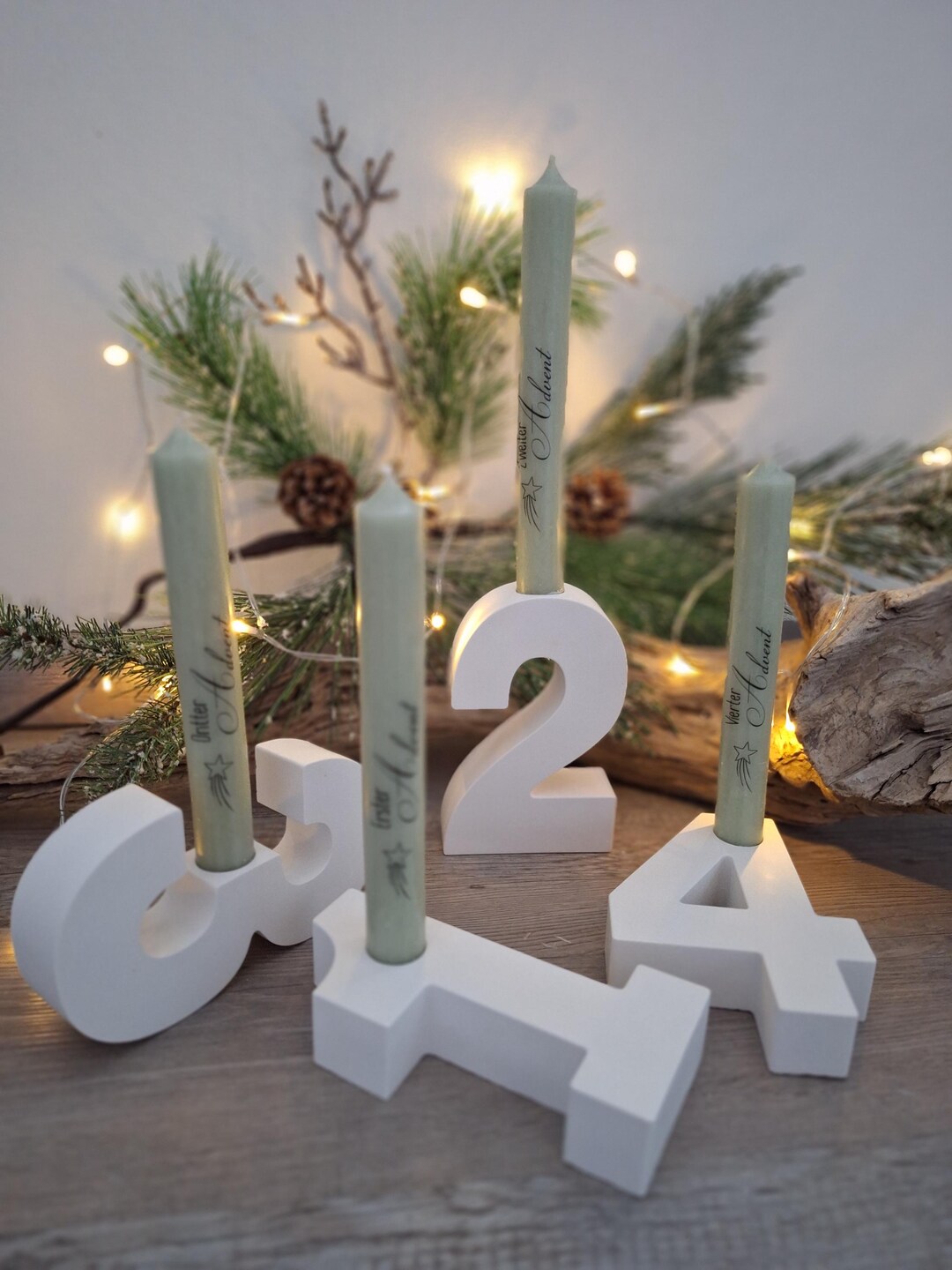 Adventszahlen Adventskranz Adventsgesteck Weihnachten Raysin Kerzen