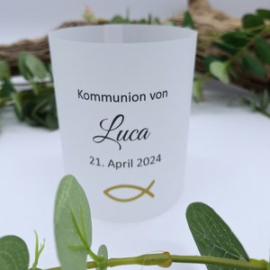 Konfirmation Kommunion Jugendweihe Firmung personalisiert Farb Schriftwahl Windlicht Lichthülle Tischdekoration Bild 2