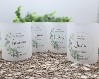 Windlichthülle * Windlicht * Konfirmation * Kommunion * Firmung * Jugendweihe * personalisiert *   Tischdekoration * Deko
