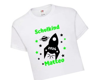 Bügelbild * Schulkind 2024 * Rakete * Wunschname * Personalisierung *Kindergarten *  Einschulung * Kinder * Schule * Farbwahl *