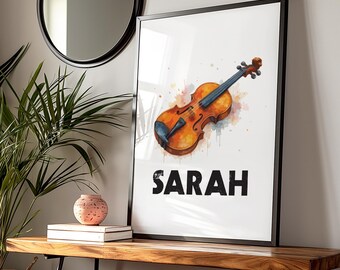 Violin Watercolour Print Music Artwork Watercolour Violin Poster Wall Art for Musician Violin Player Violin Print For Boys Room Girls Room
