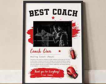 Boxing Coach Gifts, Personalised Photo Print, Thank You Gift