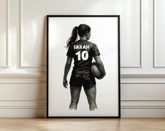 Personalised Girls Rugby Art Print Female Rugby Player Rugby Gifts for Girls Womens Rugby Gift Birthday Gift For Daughter Granddaughter