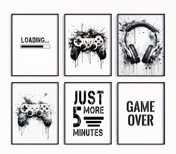 Gaming Print, Black And White Gaming Posters, Gaming Wall Art, Gift For Gamer, Boys Bedroom Prints, Gaming Decor, Games Room, Gift For Boys