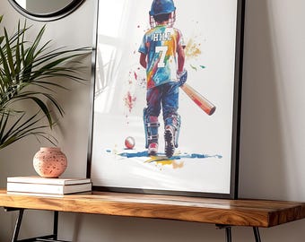 Personalised Cricket Player Print | Cricket Gifts for Boys | Boy Cricket Poster | Cricket Wall Art Print | Personalised Cricket Player Gift