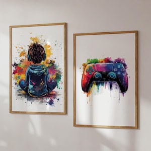 Gaming Wall Art Prints Set, Gaming Prints, Boys Bedroom Decor, Kid Bedroom Gamer Decor, Games Room Gaming Gift for Boy, Controller Options