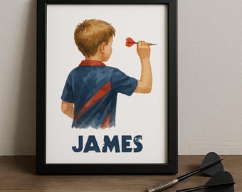 Darts Wall Art Print Watercolour Darts Player Poster For Man Cave Darts Gifts for Men Darts Player Gifts Boys Bedroom Decor Boys Wall Art