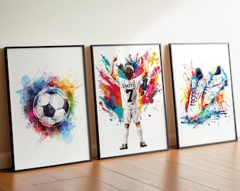 Personalised Football Wall Art Poster Prints For Boys Bedroom Footballer Gifts For Son