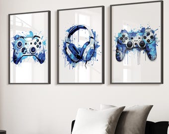 Set of 3 Gaming Prints Gaming Decor Gamer Wall Art Teen Room Prints, Boys Bedroom Decor, Gaming Wall Art, Games Room Graffiti Wall Art