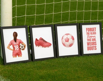 Girls Football Prints Personalised Football Gift for Girls Bedroom Female Football Decor Girl Football Poster Girls Football Wall Art
