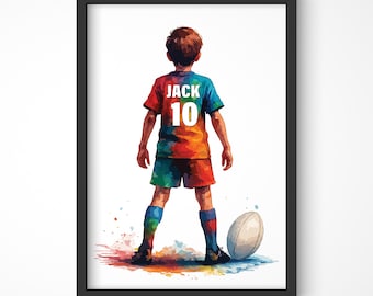 Personalised Rugby Wall Art Print Personalised Rugby Print Boys Bedroom Decor Kid Bedroom Rugby Decor Rugby Shirt Name Print