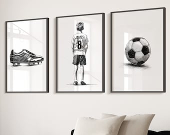 Personalised Football Wall Art Prints, Custom Football Prints, Boys Bedroom Decor, Teen Room Decor, Football Wall Art, Football Poster Gifts