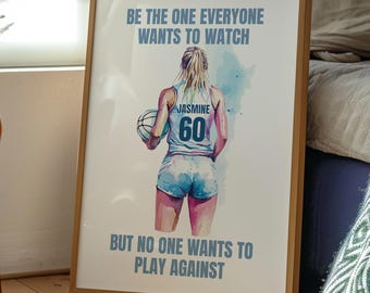 Personalised Netball Quote Print For Girls Bedroom A4 A3 Netball Poster Netball Gifts For Girls Netball Wall Art Gift for Netball Player