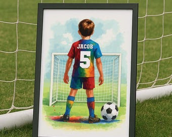 Personalised Football Wall Art For Boys Custom Football Prints Boys Bedroom Decor Kids Bedroom Football Decor Football Shirt Name Print