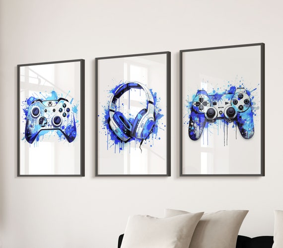 thumbnail image 2 of KSIW-Gaming Posters For Boys Room - Boys Wall Art Gamer Decorations For Bedroom - Video Game Black Light Gaming Decor Canvas 12x18in Unframed Eat Sleep Repeat 2 of 9